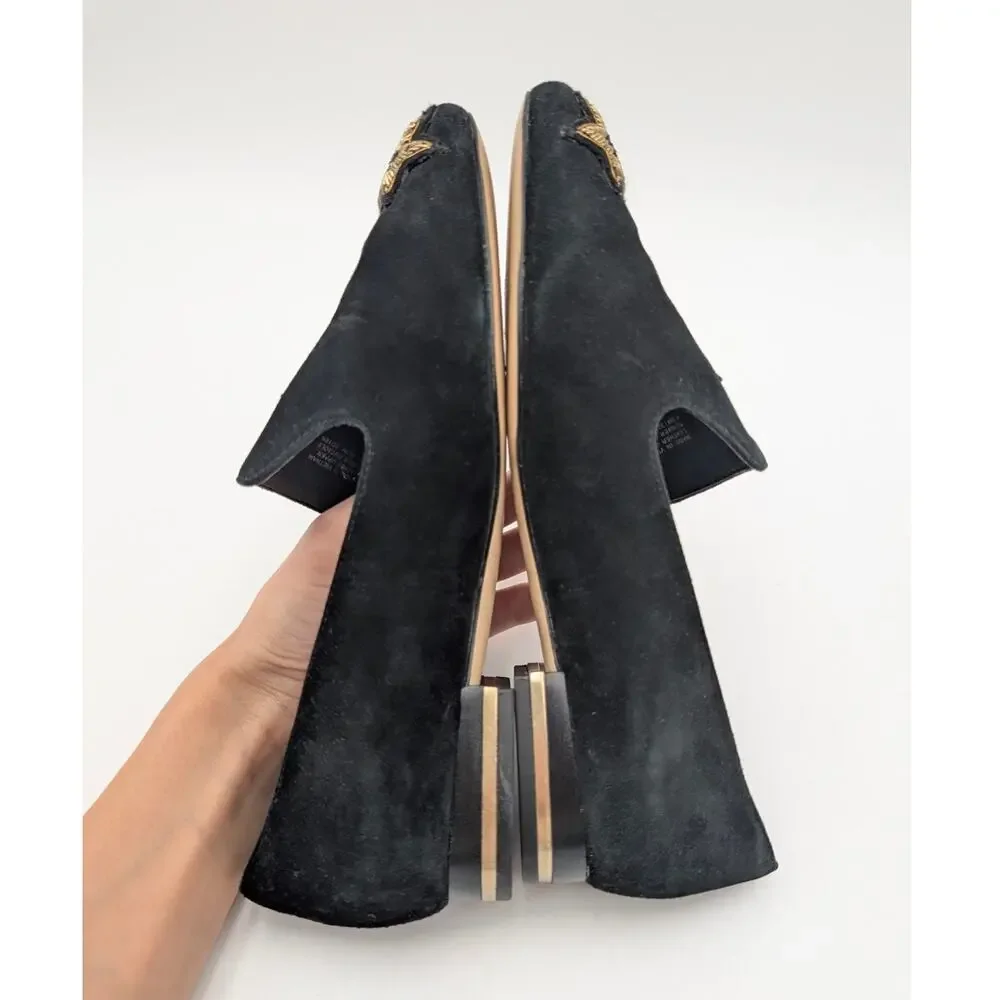 Michael Kors Natasha Suede Gold Star Loafers Women's Black Size US6.5M EU36.5